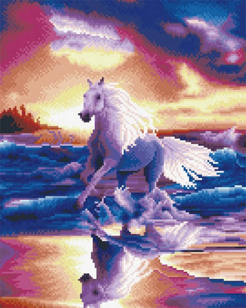 Galoping horse by the sea