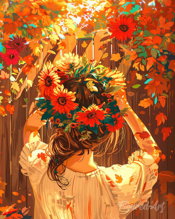 Girl with Fall Wreath