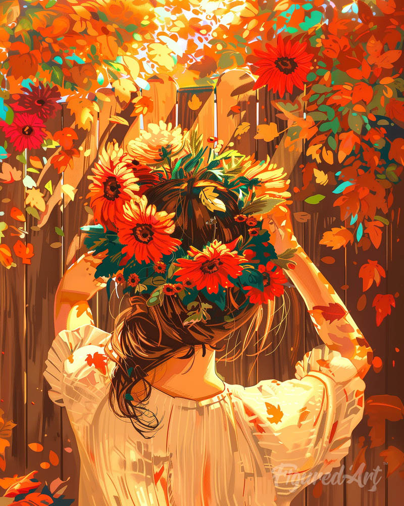 Girl with Fall Wreath