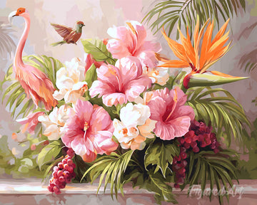 Hibiscus and Flamingo