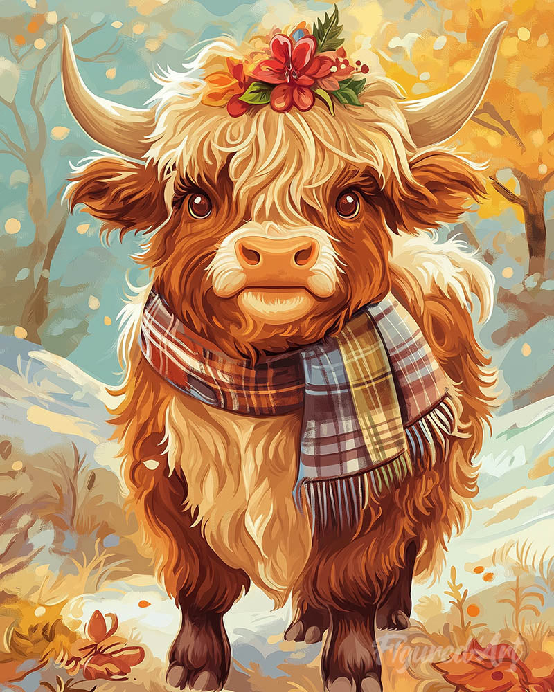 Highland Cow Autumn Charm