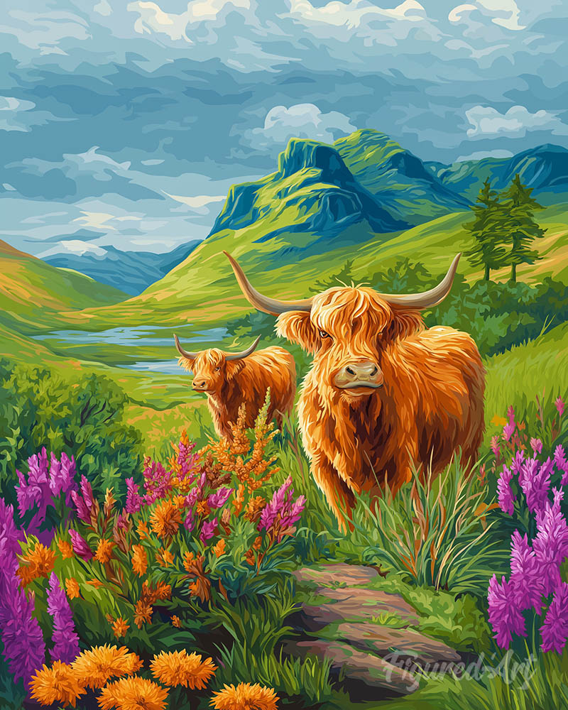 Highland Cow Blooming Hills