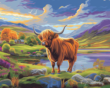 Highland Cow Painted Skies
