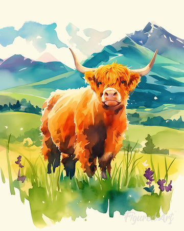 Highland Cow Pastel Valley