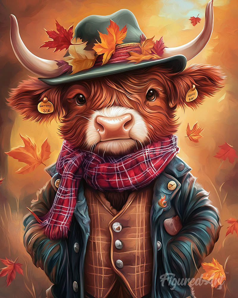 Highland Cow Vintage Style
