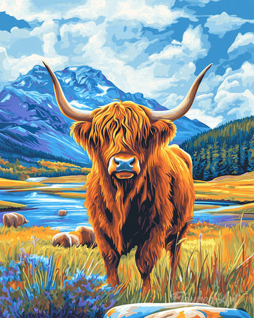 Highland Cow by the Lake