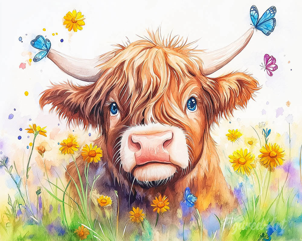 Highland cow Spring Portrait