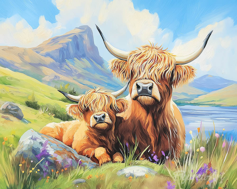 Highland cow and baby