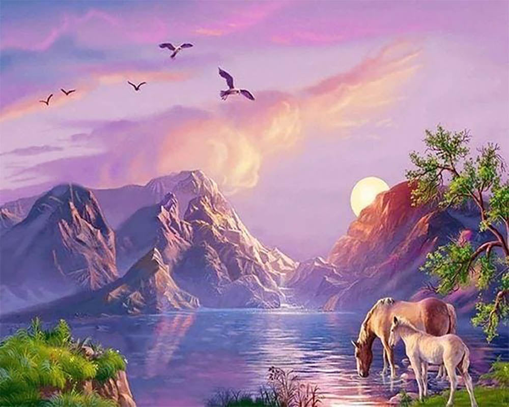 Horses by the Lake