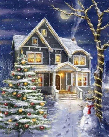 House decorated for Christmas