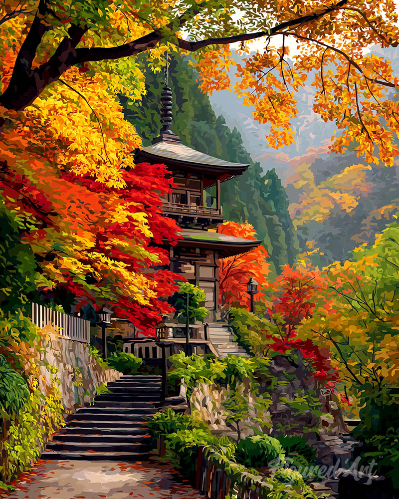 Japanese Pagoda in Fall