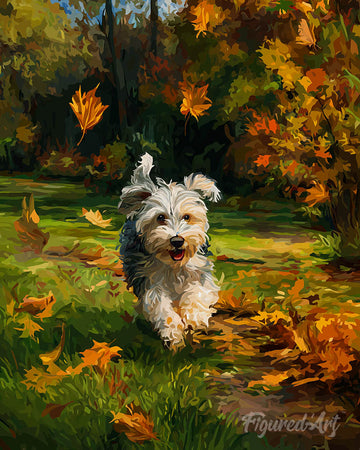 Joyful Pup in Fall