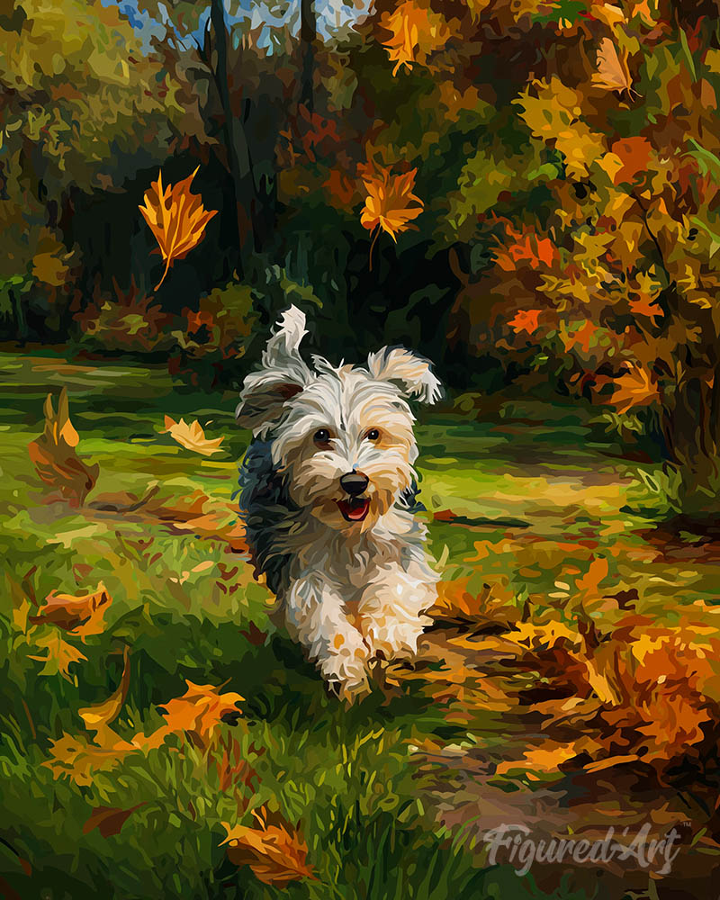 Joyful Pup in Fall