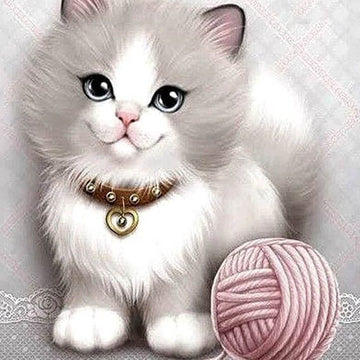 Kitten and Ball of Wool