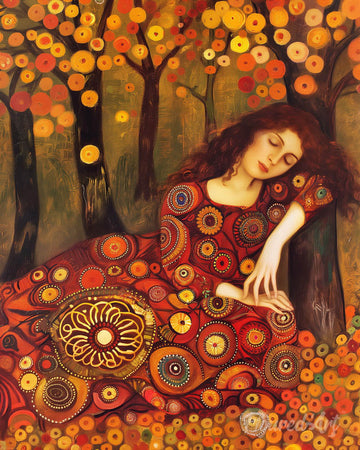 Klimt-Inspired Fall Lady