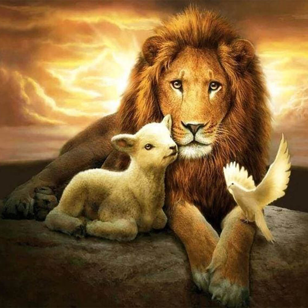 Lion, sheep and Bird