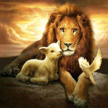Lion, sheep and Bird