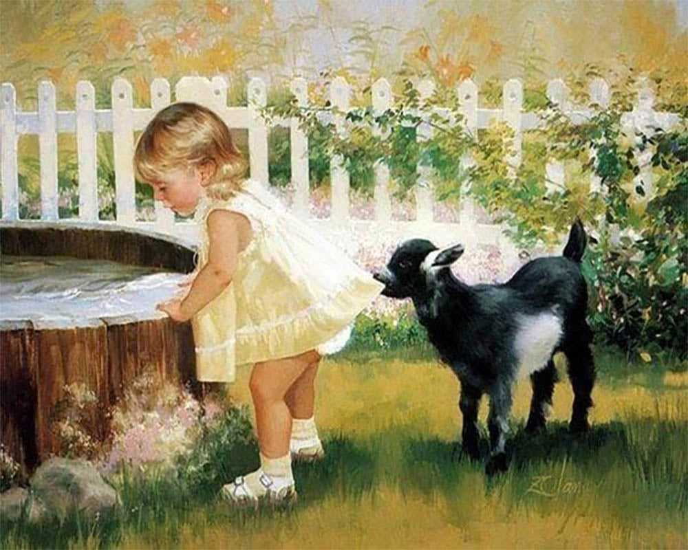Little Girl and Dog