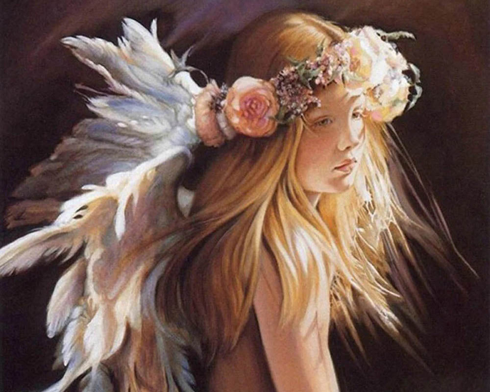 Little Girl and Feathers