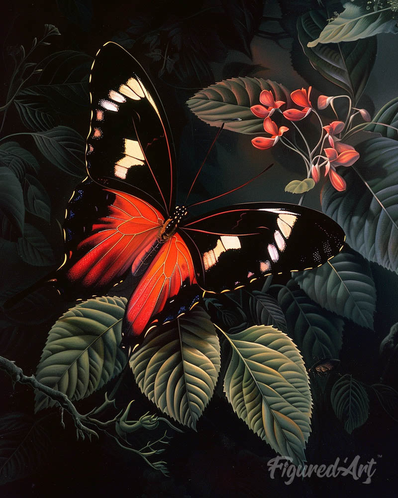 Moneta Longwing Butterfly and Foliage