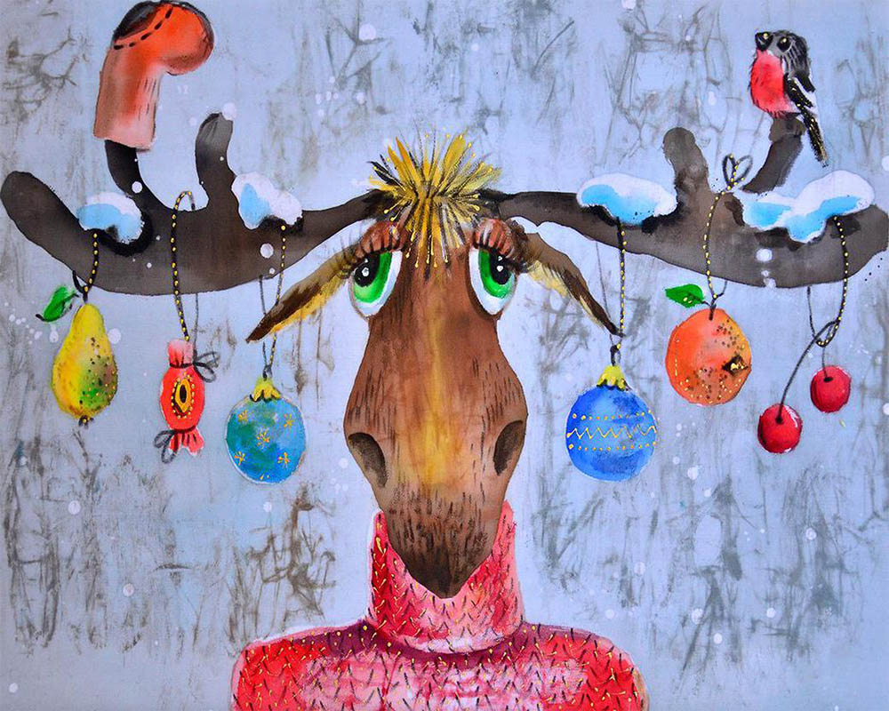 Moose and Christmas ornaments