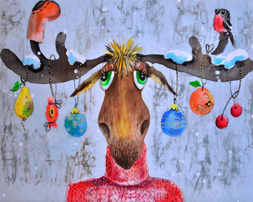 Moose and Christmas ornaments