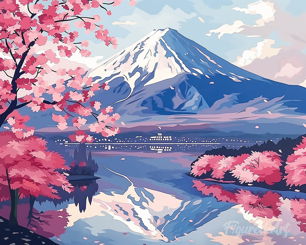 Mount Fuji and Sakura Lake