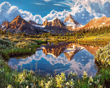 Mountain lake and clouds