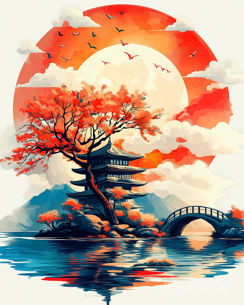 Pagoda Under the Rising Sun