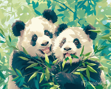 Pandas Eating Bamboo