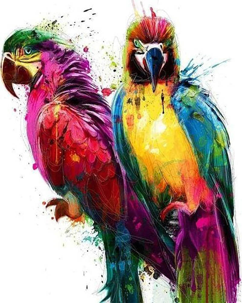 Parrots in painting
