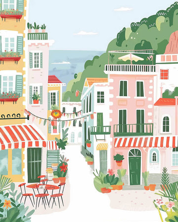 Pastel Seaside Town