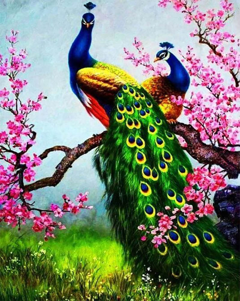 Peacocks and Cherry Tree