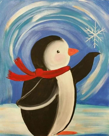 Penguin with red scarf