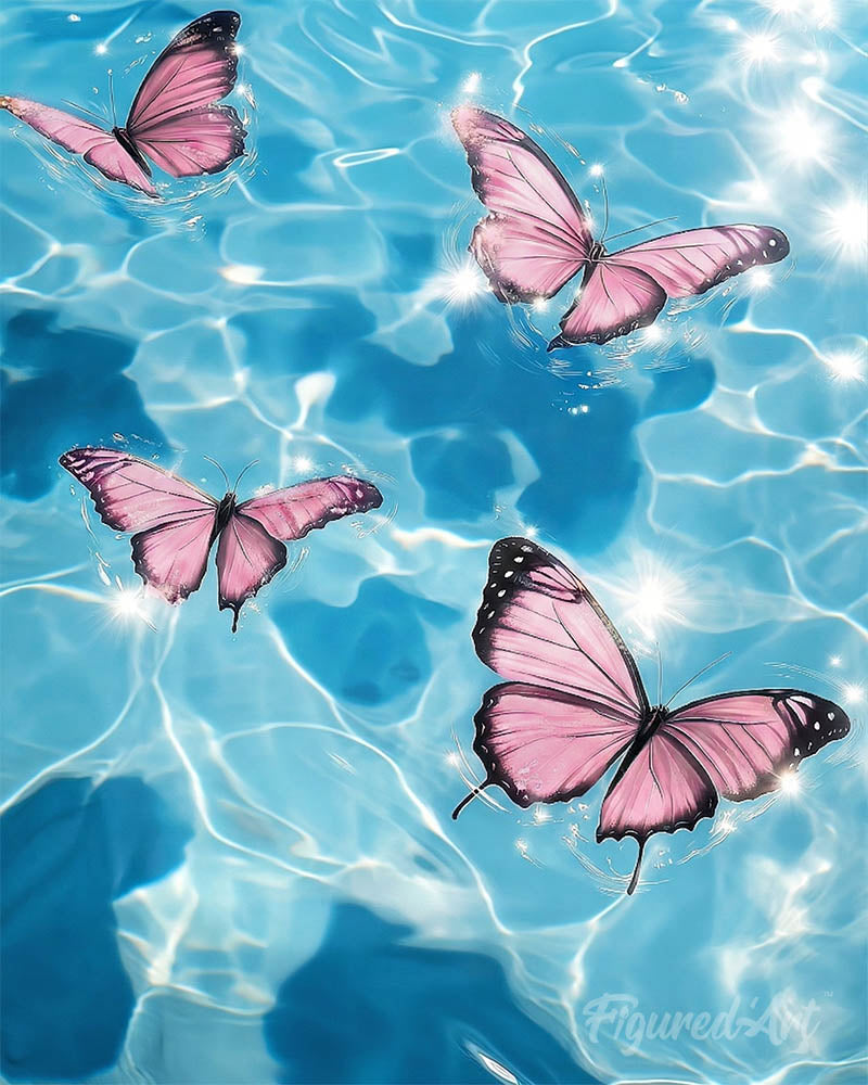 Pink Butterflies on Water