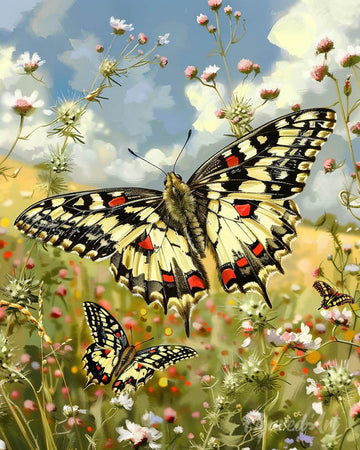 Proserpina Butterfly and Wildflowers