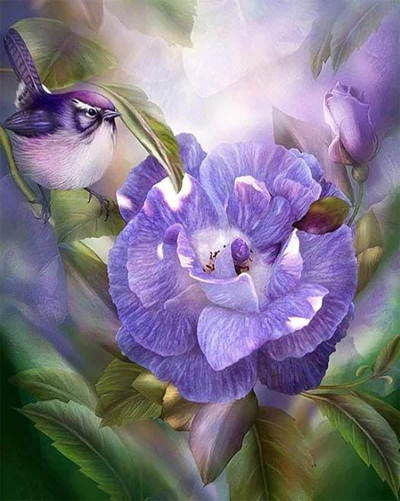 Purple Flower and Bird
