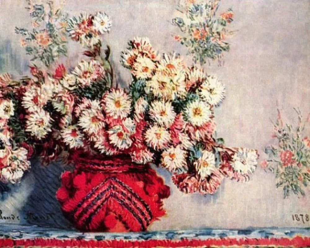Red vase and flowers