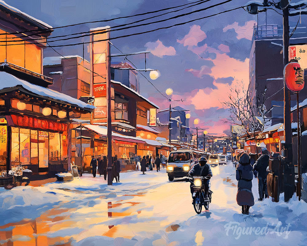 Retro Japan Winter Street