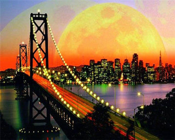 San Francisco Bridge and full moon