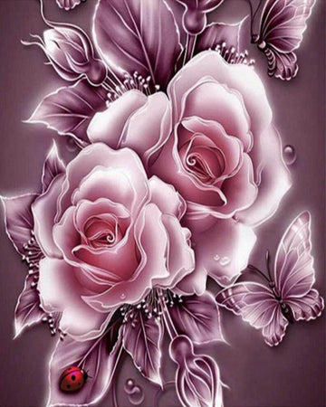 Silver flowers and butterflies