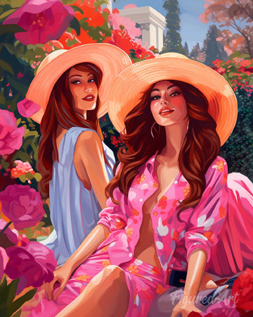 Sisters in a Pink Garden