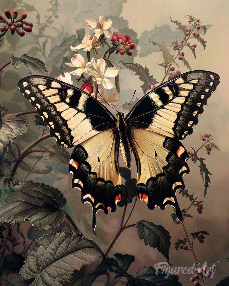 Swallowtail and White Flowers