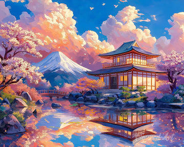 Temple View with Mount Fuji