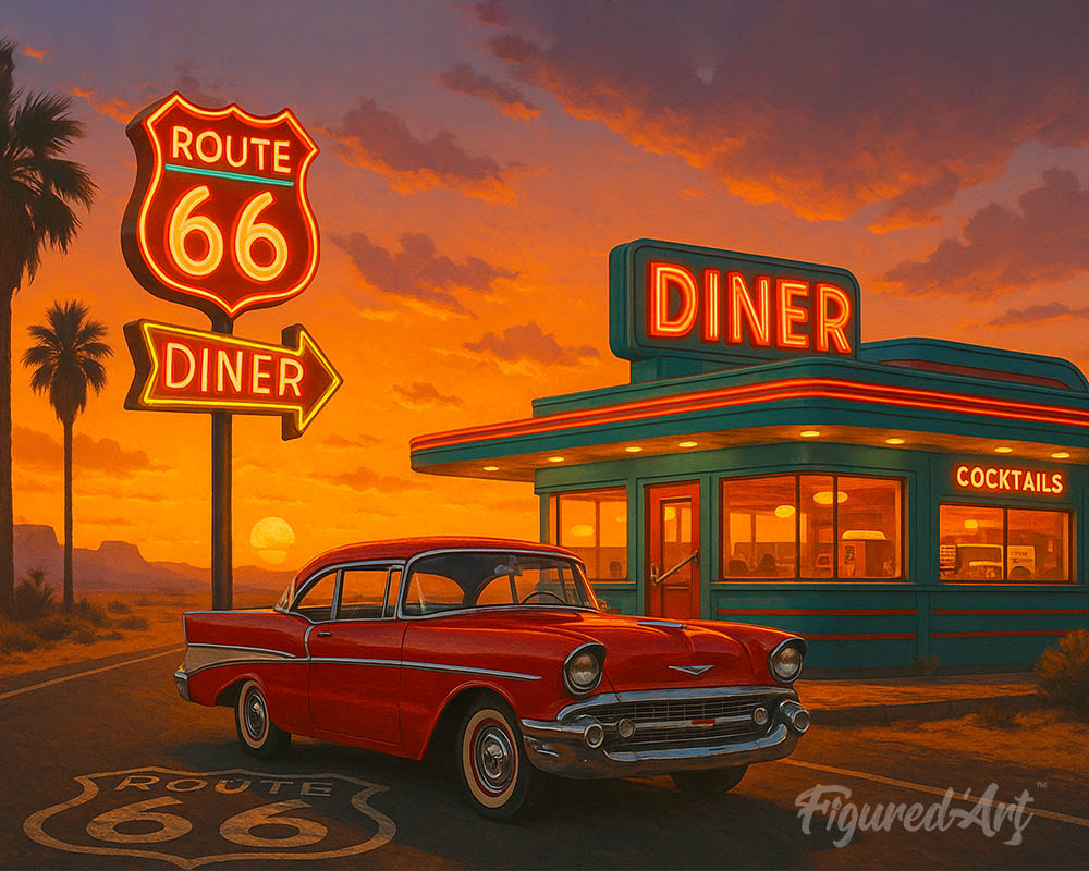 The Diner and Vintage Car