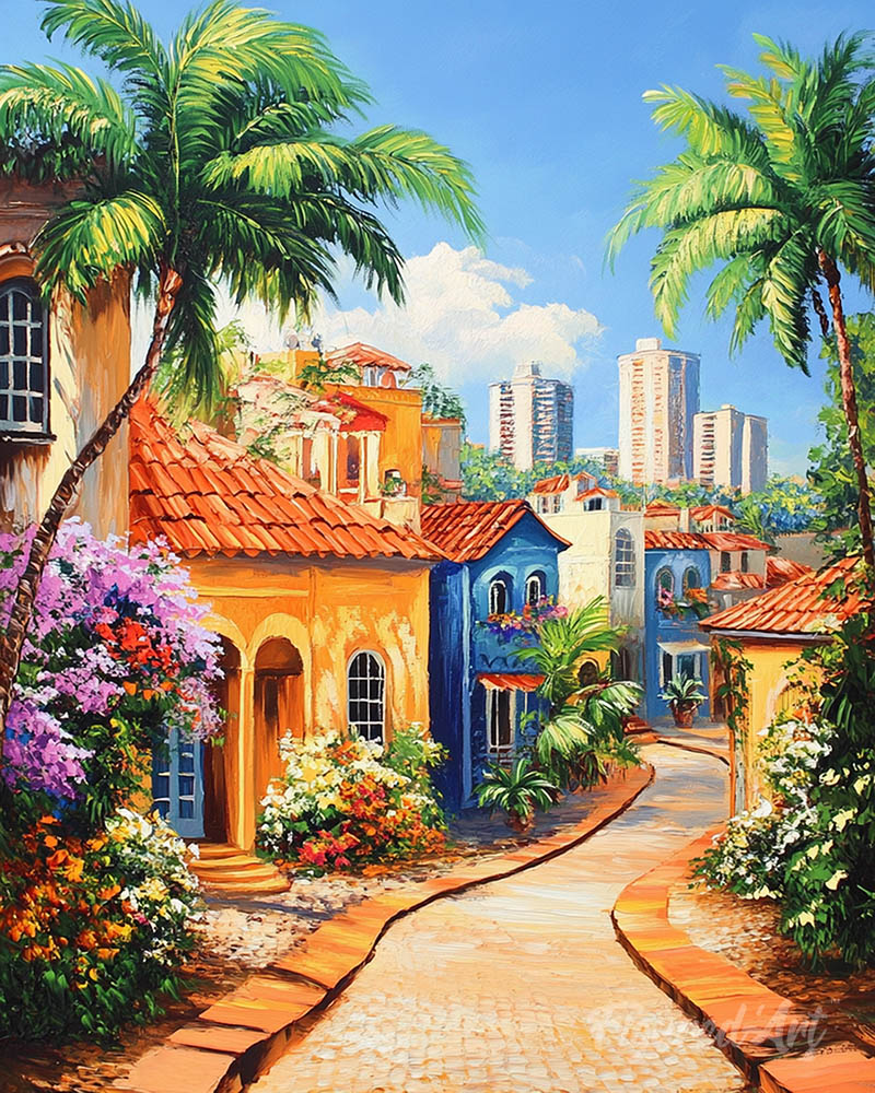 Tropical Hillside Town