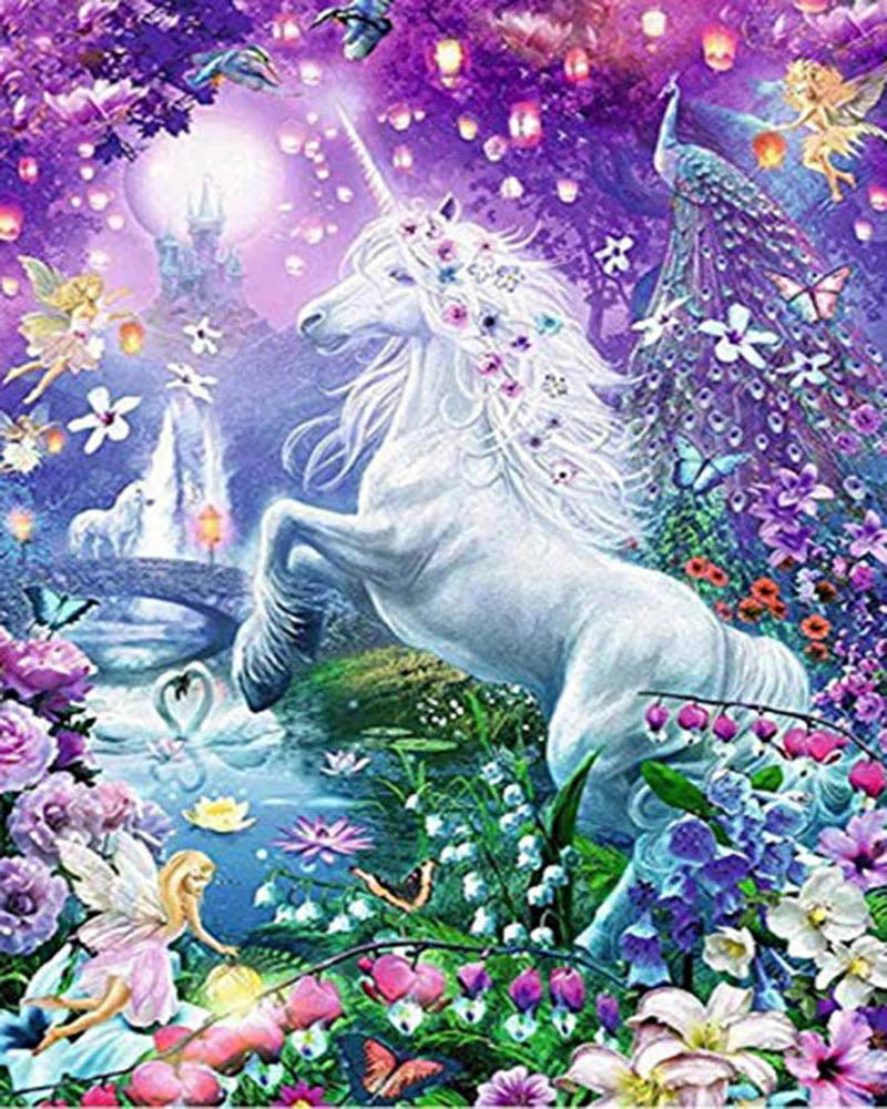 Unicorn and fairy landscape
