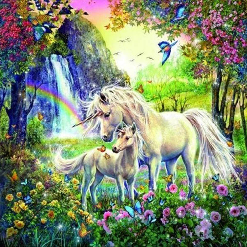 Unicorns in a field of Flowers