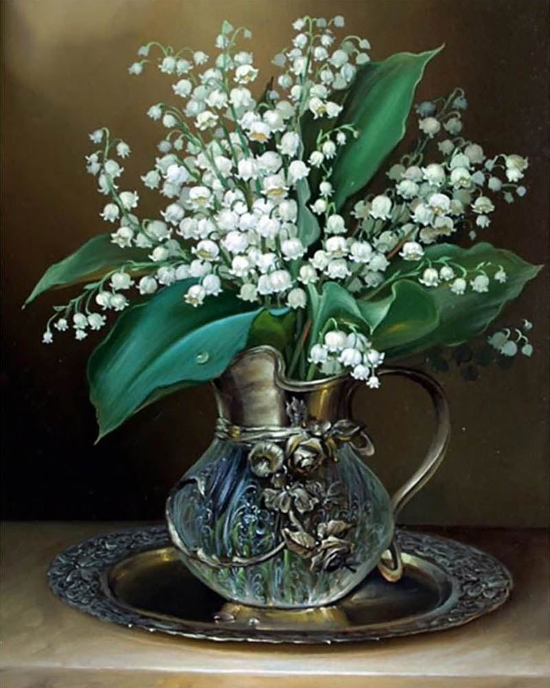 Vase of Lily of the Valley Flowers