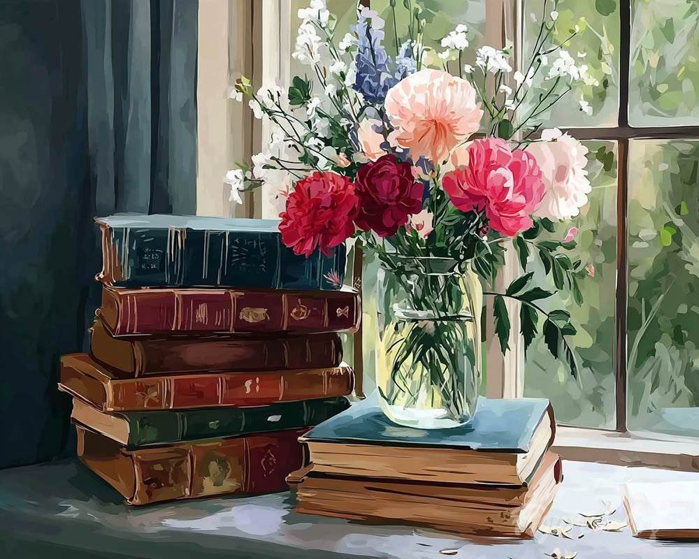 Vintage Books and Blooms